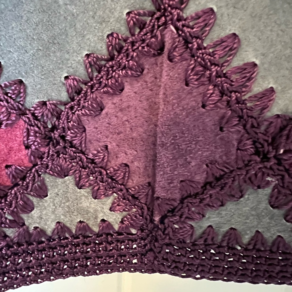 Vintage Lined Leather Crochet Patchwork Skirt in … - image 5